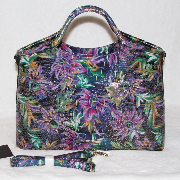Brahmin Elaine Visionary Melbourne Satchel Leather Multi Floral Handbag Bag New - Picture 1 of 7